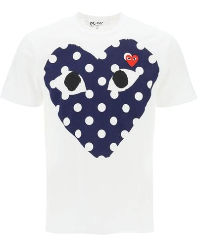 COMME DES GARÇONS PLAY T-shirt stampa Polka Dot Heart - Blu