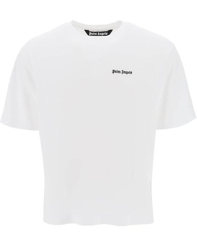 Palm Angels Jersey-T-Shirt mit Logo-Stickerei - Weiß