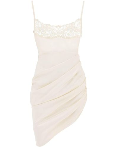 Jacquemus La Robe Saudade Brodée Draped Dress - White