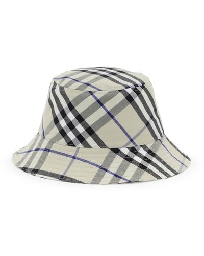 Burberry Ered Cotton Blend Bucket Gat con nueve palabras - Blanco