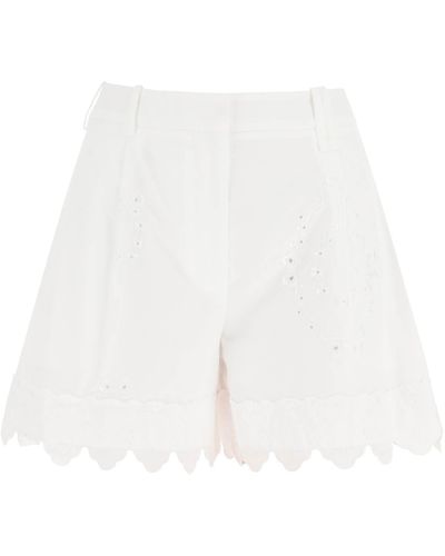Simone Rocha Shorts de algodón bordado - Blanco