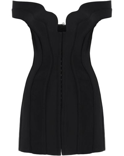Mugler Bustier Kleid mit welligem Ausschnitt - Schwarz