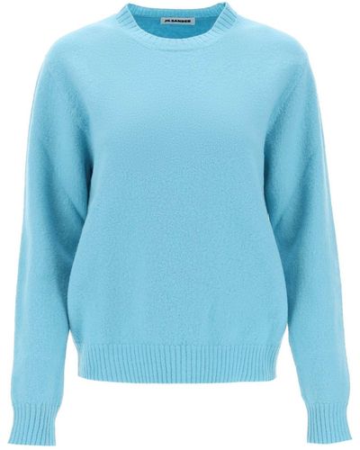 Jil Sander Crew Neck Sweater In Wol - Blauw