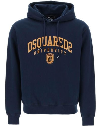 DSquared² Felpa Cool Fit Con Cappuccio 'University' - Blu