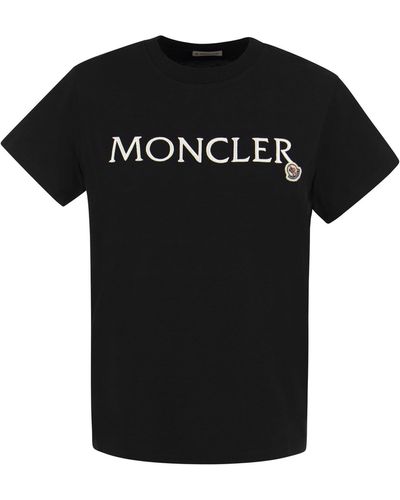 Moncler T -shirt Met Geborduurd Logo - Zwart