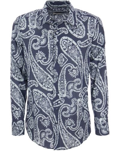 Etro Slim Fit Shirt Met Paisley -patroon - Blauw