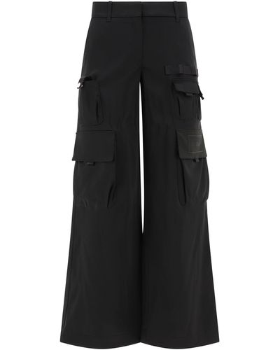 Off-White c/o Virgil Abloh Fuera de pantalones de carga de lana blanca - Negro