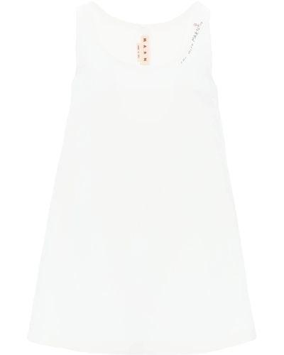Marni Flared Kleid mit handgestickten - Weiß
