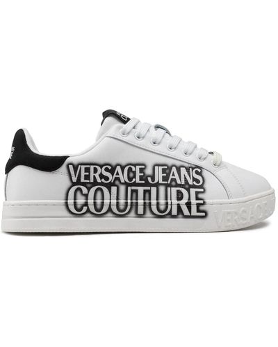 Versace Lederen Logo Sneakers - Grijs