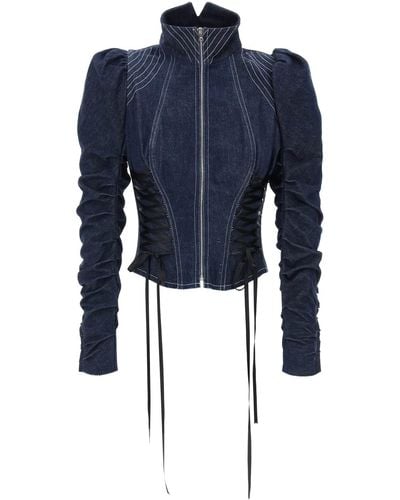Dilara Findikoglu Denim Jacket With Corset Detailing - Blue