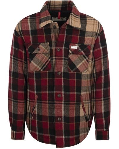 Fay Shirt Gesneden Check Jas - Rood