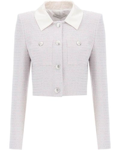 Alessandra Rich Cropped Jacke im Tweed Boucle ' - Blanc