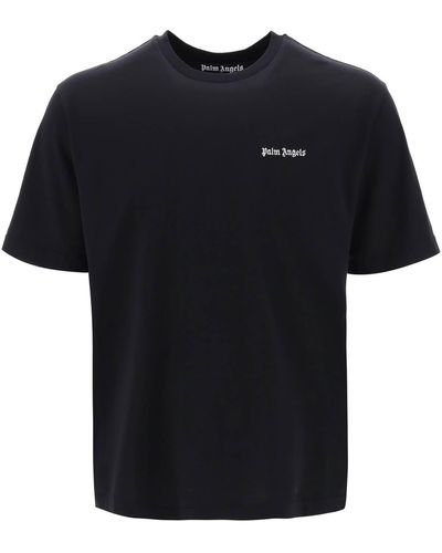 Palm Angels Camiseta de punto con logo bordado de - Negro