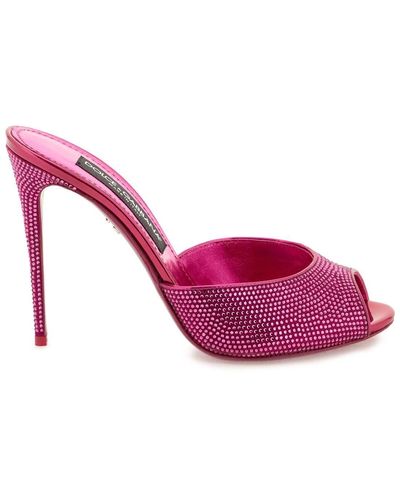 Dolce & Gabbana Satin Maultiere mit Strasssteinen - Pink