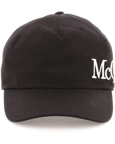 Alexander McQueen Gorra de béisbol con logotipo extragrande de algodón negro de
