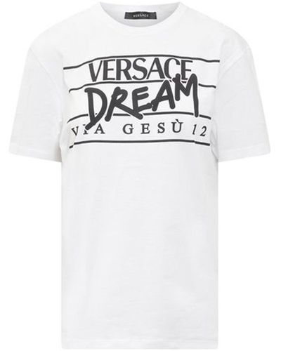 Versace Logo Katoenen T -shirt - Wit