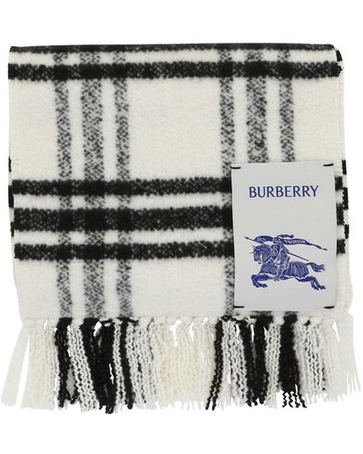 Burberry Check Wool -sjaal - Wit