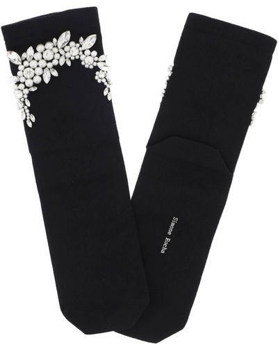 Simone Rocha Socks With Pearls And Crystals - Black