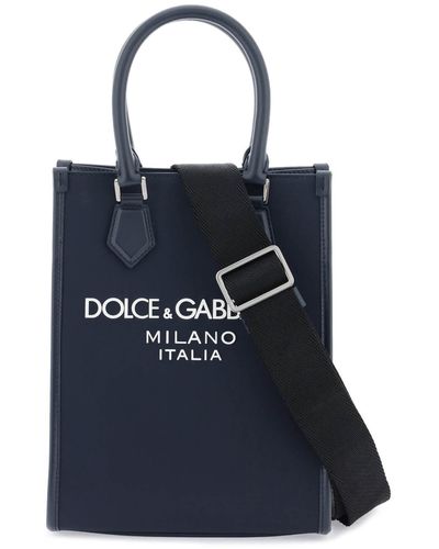Dolce & Gabbana Small Nylon Tote -tas Met Logo - Blauw