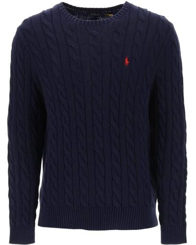 Polo Ralph Lauren Crew Neck Sweater In Cotton Knit - Blauw