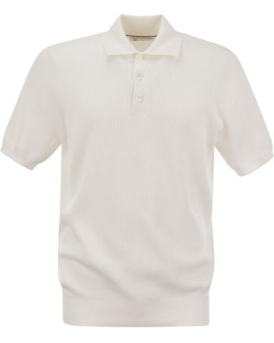 Brunello Cucinelli Cotton Polo Style Jersey - Blanc