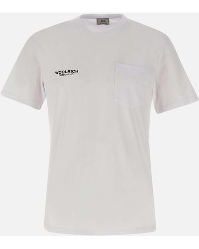 Woolrich Safari-Baumwoll-T-Shirt – Weiß, Kurze Ärmel
