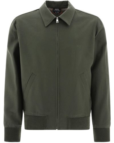 A.P.C. Gilles Zip-up Long-sleeved Shirt Jacket - Green