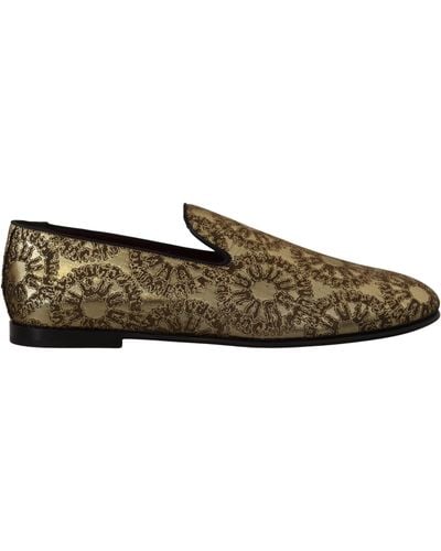 Dolce & Gabbana Jacquard Flats Loafer Schuhe - Schwarz