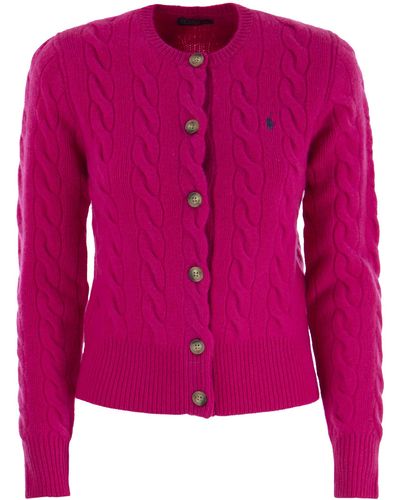 Polo Ralph Lauren Wool En Cashmere Cable Cardigan - Roze