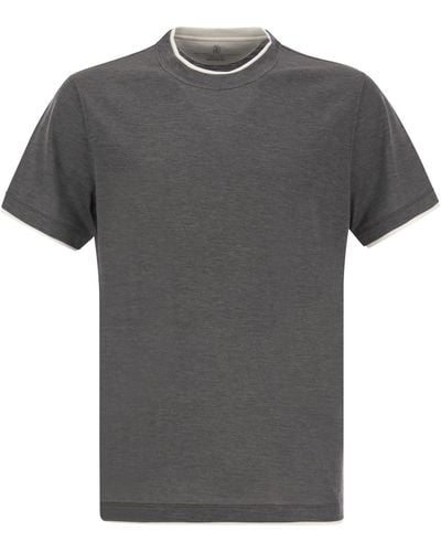 Brunello Cucinelli Seide und Baumwoll -T -Shirt - Grau