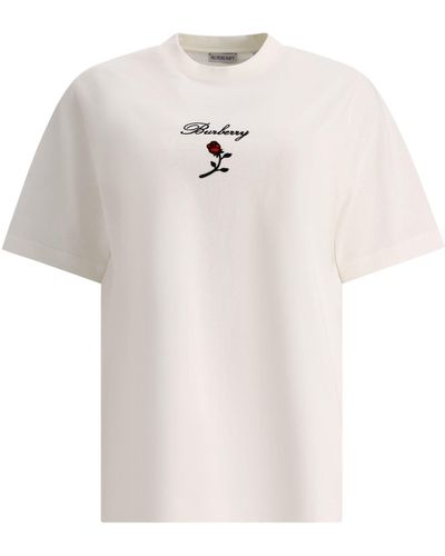 Burberry Rose Cotton T -Shirt - Weiß