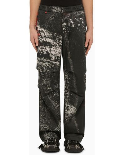 44 Label Group Baggy/Loose Pants With Ash Print - Black