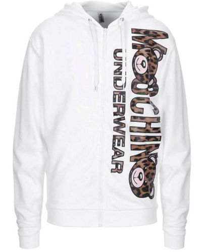 Moschino Leopard Logo Hooded Sweatshirt - Weiß
