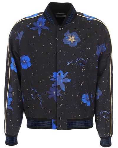 Saint Laurent Chaqueta de bombardero de - Azul