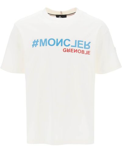3 MONCLER GRENOBLE T -Shirt con applicazione logo rialzata. - Bianco