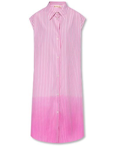 Marni Gestreepte Asymmetrisch Shirt - Roze