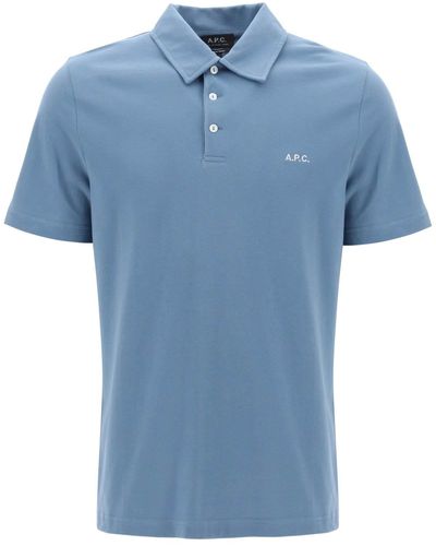 A.P.C. Austin Polo -Hemd mit Logo -Stickerei - Blau