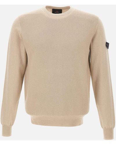 Peuterey Sand Cotton Crew Neck Sweater - White