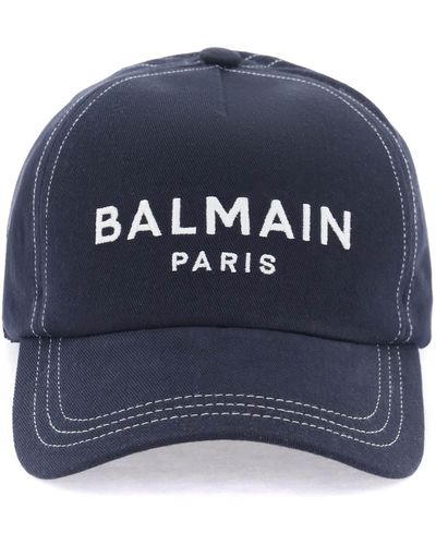 Balmain Baseball Cap Met Logo - Blauw