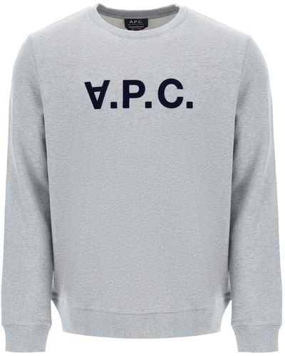 A.P.C. V.P.C. Sweat-shirt de logo Flock - Gris