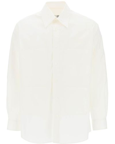 MM6 by Maison Martin Margiela "Popliner Multi -Taschen -Shirt - Weiß