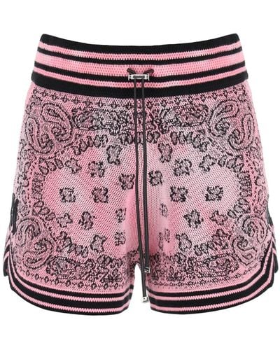 Amiri Strickte Shorts mit Bandana -Motiv - Rouge