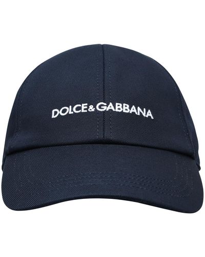 Dolce & Gabbana Zwarte Katoenen Hoed - Blauw