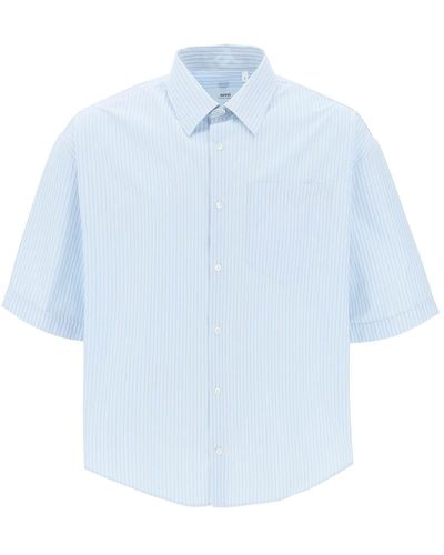 Ami Paris Camisa a rayas de manga corta - Azul