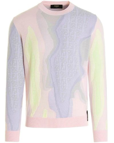 Fendi Logo Pullover aus Baumwolle - Pink