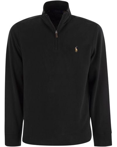Polo Ralph Lauren Geribbelde Pullover Met Zip - Zwart