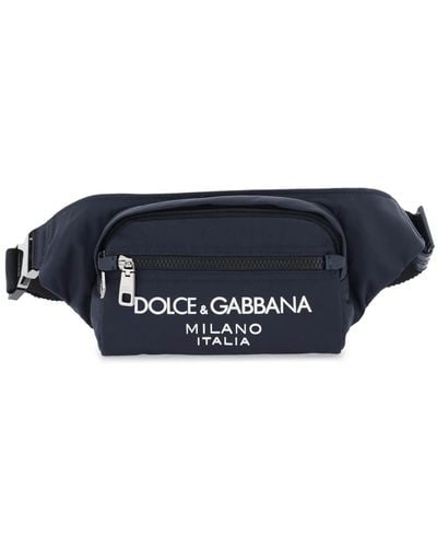 Dolce & Gabbana Marsupio In Nylon Con Logo - Blu
