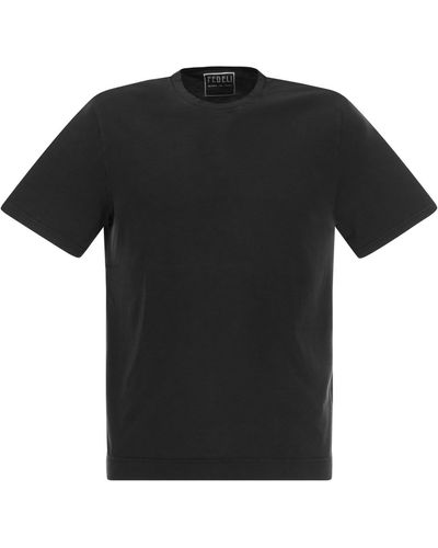Fedeli Crew Neck Cotton T -shirt - Zwart