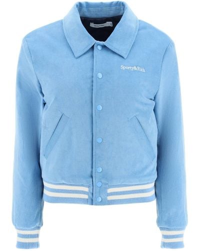 Sporty & Rich Corduroy Varsity Jacket - Blauw