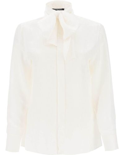 Versace ' Allover' Lavallière Shirt - Blanco